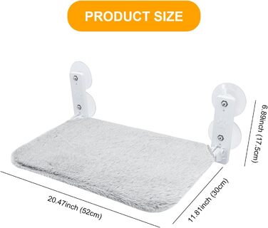 Кріплення для кота на вікно, гамак з 4 присосками, міцний каркас, дихаюча сітка (Сірий, 45 x 30 см)