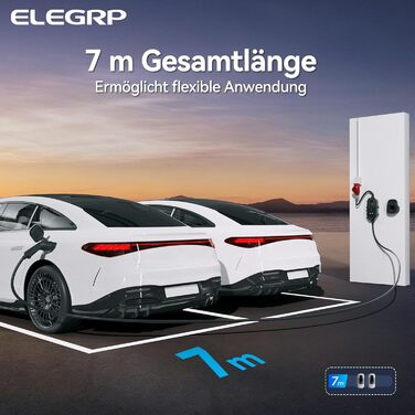 ELEGRP Wallbox 11 кВт мобільна зарядка для електромобілів Type 2, 3 фази, 6-16A, кабель 7м, IP67, IEC 62196-2