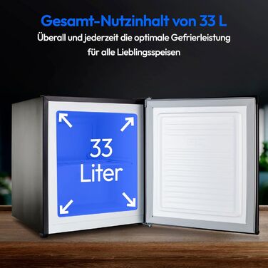 Міні-морозильна камера MEDION MD37675 сірого кольору (33 л, 51 см, регульовані ніжки, ручка-виїмка, ручне керування, 4 зірки)