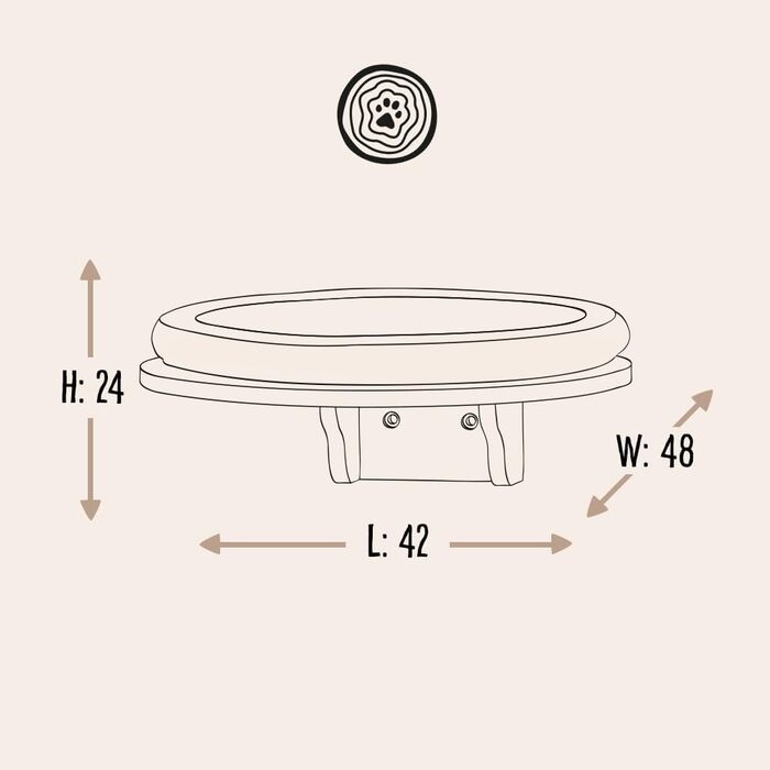 Крісло-лежанка для котів Dahlia - Кругле ліжко з м'яким бортиком та кріпленням на липучці | Крізь-стіна для котів | Діаметр 48 см (Крем)