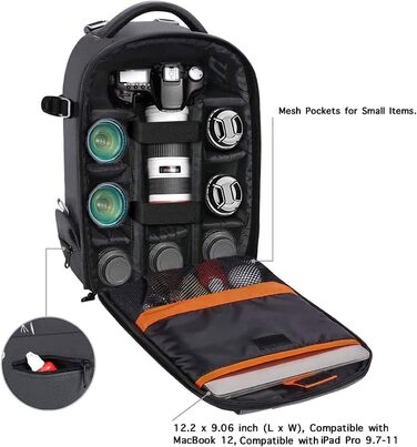 MOSISO Рюкзак для камери, DSLR/SLR/беззеркальна фототехніка, захищений, модульні вставки, тримач для штатива, сумісний з Canon, Nikon, Sony, сірий