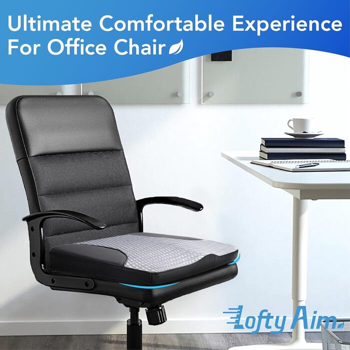 Подушка для сидіння в авто з Memory Foam: Комфорт, підтримка спини, для лікування ішіасу та болю в куприку. Підходить для авто, вантажівки, офісу, інвалідного візка. Шкіра та сітка 4D (Чорний & Сірий)