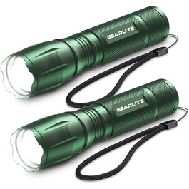 LED ліхтарик Gearlite: 2 шт., 2000 люмен, 5 режимів, водонепроникний IP65, для кемпінгу, туризму, дітей, невідкладних ситуацій (зелений)