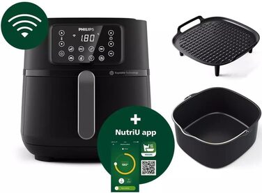Philips HD9285/96 XXL Airfryer, 1.4 kg Capacity, 7.2 L Capacity (with Accessory Gift), 7.2L/XXL/WIFI/BLACK/6 PERSONEN