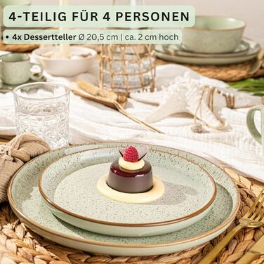 Набір десертних тарілок Sänger Rio Minze (4 шт.) з кераміки, м'ятного кольору | VALUE COLLECTION