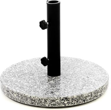 Nexos Parasol Stand Granite Grey 40cm Round - Stainless Steel Tube Stand with Locking Screws and 3 Feet with Plastic Rings - 10 kg