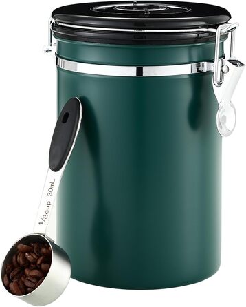 Металева кавова банка 1.8 л з датою та ложкою, для кави, горіхів, какао, чаю