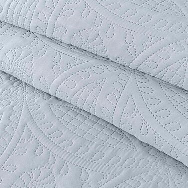 Комплект покривал Chezmoi Collection Austin (3 шт.) Oversized, блакитно-зелений, Queen, срібний