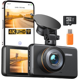 iZEEKER 4K відеореєстратор для авто, 2160P WiFi, 32GB карта, нічне бачення, Loop-запис, G-сенсор, 24h паркінг, WDR