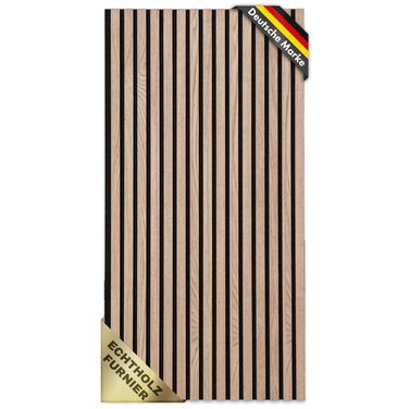 Акустичні настінні панелі KARAT з натурального шпону червоного дуба (Red Oak), ламелі з дерева та фетру для шумоізоляції та звукопоглинання, 118 x 60 см