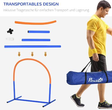 Набір для аджиліті для собак PawHut, 4-елементний комплект, переносна сумка, 88 x 64 x 95 см
