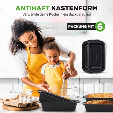 Форми для випічки NutriChef 4 шт. Преміум антипригарні з вуглецевої сталі (набір 6 предметів) до 230°C, без PFOA/PFOS/PTFE