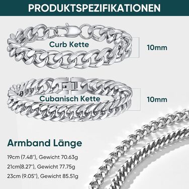 Чоловічий браслет з нержавіючої сталі, 2 шт. - срібний/чорний/золотий, браслет-панцер, 19/21/23 см. Подарунок для чоловіка, батька, сина, друга, чоловіка, брата. Ширина 10 мм.