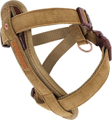 Шлейка для собак EzyDog Chest Plate – безпечна шлейка з адаптером для безпечного ременя – світловідбиваюча, м'яка шлейка для собак середніх та великих порід (Double Extra Small, Corduroy)