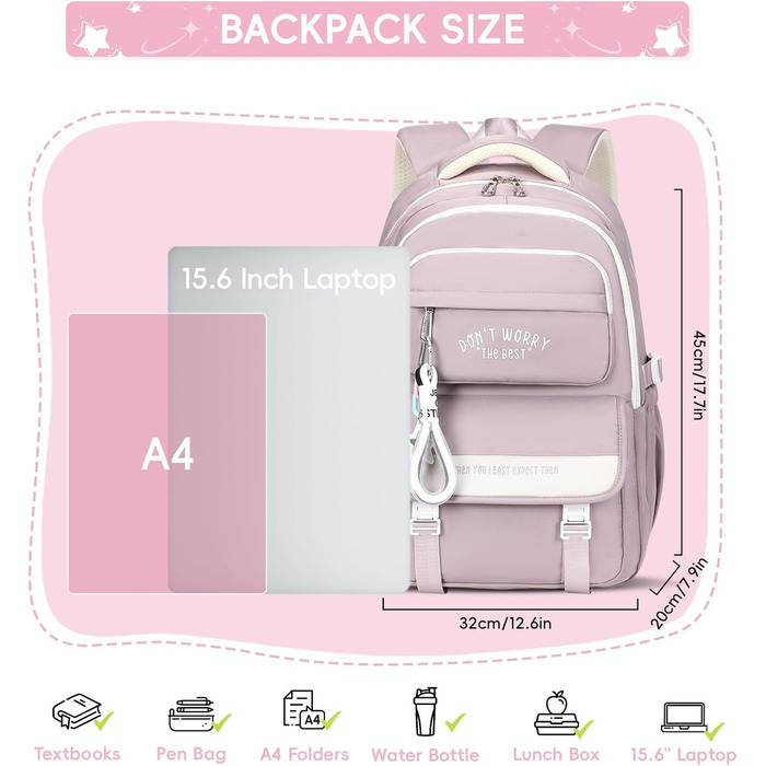 Шкільний рюкзак Tanou для підлітків, дівчаток, 4-12 клас. Великий, водонепроникний, для школи, середньої та вищої освіти (фіолетовий)