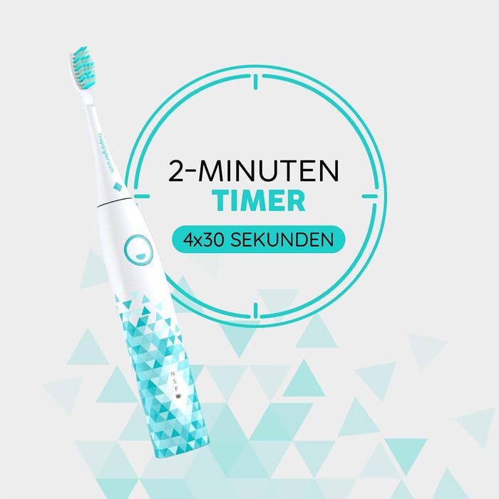 Електрична зубна щітка happybrush® Eco VIBE 3 | Подвійний набір + чохол для подорожей | Чорний/М'ятний та Білий/М'ятний | 6 тижнів роботи від акумулятора