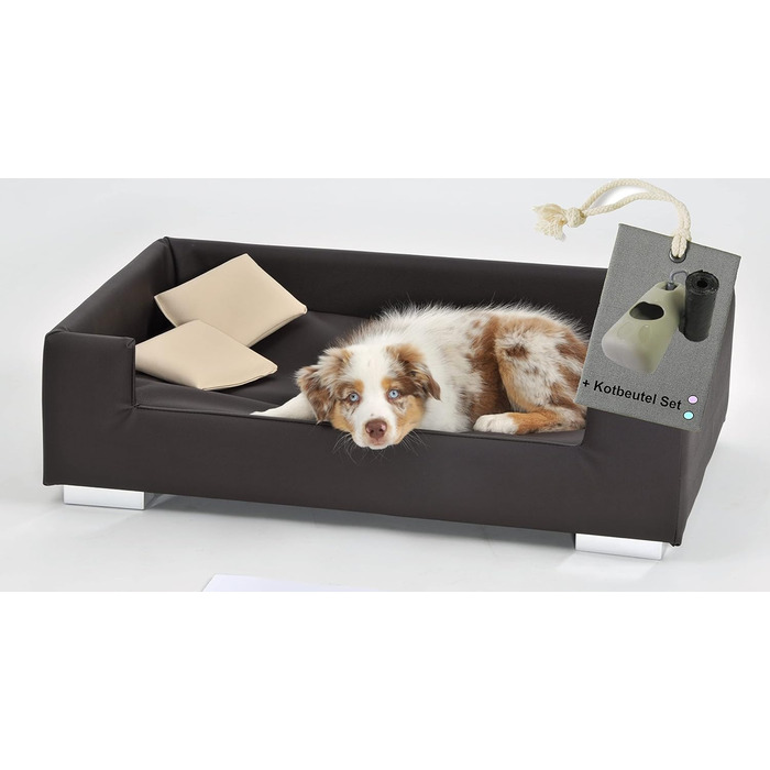 Софа для собак Candy | Лягу для собак, диван для максимального комфорту | М'яка подушка для собак з бортиком, ідеальна як переноска для собак | Корзина та ліжко для собак маленьких порід (Коричневий)