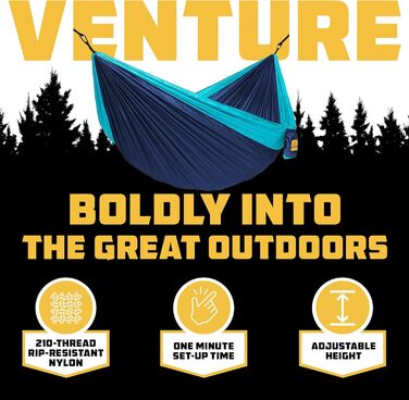 Гамак Wise Owl Outfitters для двох осіб - легкий туристичний гамак до 226 кг (синьо-блакитний) + кріплення та карабіни