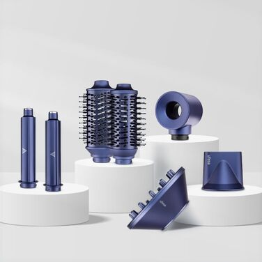 Усафе Хаарстайлер Про Глам Твіст 7-в-1 з цифровим безщітковим мотором, системою Коанда, керамічним покриттям, іонізатором та професійним аксесуаром (7 в 1, фіолетовий)