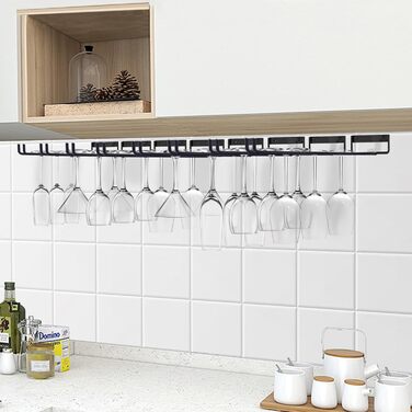 Підставка для келихів вина Jiplomn (4 шт.) - органайзер для підвішування під шафу, металева, для кухні, бару та декору