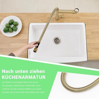 LED кухонний змішувач зі спіральною пружиною, 360° обертання, двотрубний, висувний, для кухні, з душем, високий тиск, нікель, LED, преміум якість