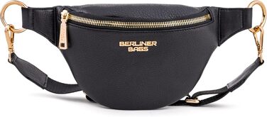 Чоловіча/Жіноча сумка через плече Berliner Bags Preiu Bauchtasche, шкіряна поясна/бананка (Чорний / Золотий, M)