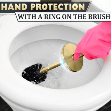 Набір для чищення унітазу з тримачем Novsix (щітка, золотий колір)