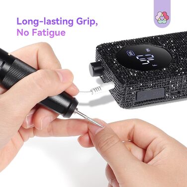 Професійний фрезер для нігтів SAVILAND Advanced 30S: електрична машинка для манікюру з 40000 об/хв, акумулятор 4000 mAh, чорний