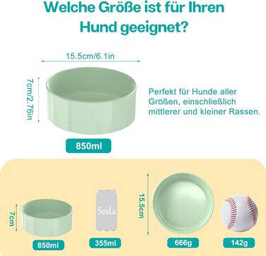 Doppel 850ml Ceramic Dog Bowl - Elevated Food and Water Bowl with Bamboo Stand & Non-Slip Mat for Medium & Large Dogs
