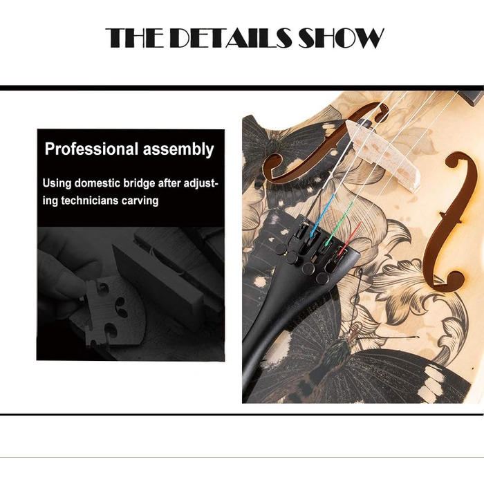 Скрипка Aliyes Markantes для початківців, учнів, дітей та дорослих (4/4, повний розмір) з футляром, струною та додатковими струнами