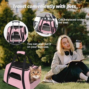 Транспортна сумка для тварин з підстилкою з флісу, рожева. Підходить для котів та собак до 10 кг.