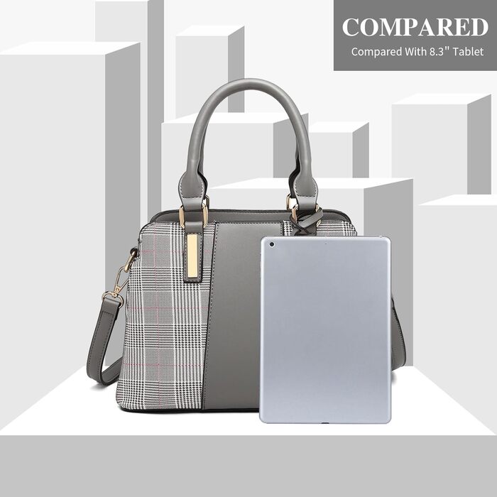 Сумка жіноча Miss Lulu середнього розміру з PU шкіри: сумка-шопер, сумка на плече для роботи, подорожей, бізнесу, сіра