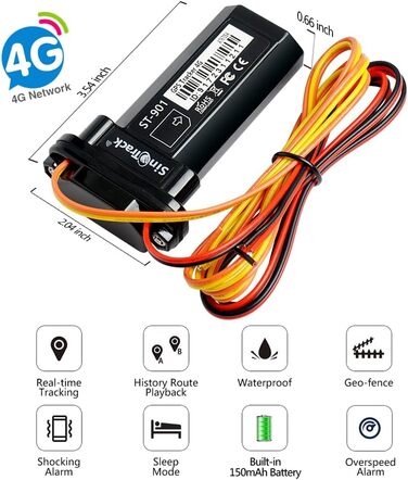 GPS-трекер SINOTRACK ST-901L 4G для авто, мото, вантажівок, водонепроникний, з антикрадіжним сигналом, підтримка iOS, Android, веб