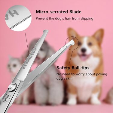 Ножиці для грумінгу собак Хашімото, 13 см, пряма клинка з мікрозубом, для обрізання навколо очей, вух, носа та лап