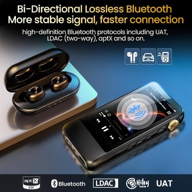 HIFI WALKER H20 Pro: Аудіо-плеєр Hi-Res з Bluetooth 5.1, DAC DSD256, 64GB