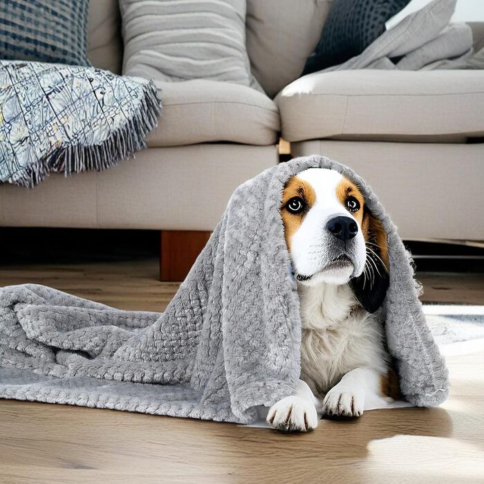 Двошарові ковдри для собак та котів SLSON, 70x100 см (сірий та білий)