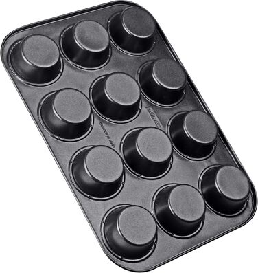 Zenker 12-Cup Muffin Tin Ø 7 cm CREME NOIR, Muffin tin made of steel sheet, baking sheet with ceramic-reinforced non-stick coating (Color: Crème/Anthracite), Quantity: 1 piece