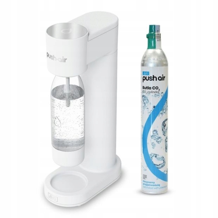 Сифон для води PushAir Saturator Dafi, Білий/Сріблястий (пляшка 0,7 л, пляшка 0,5 л, тримач для сиропів)