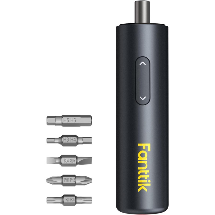 Fanttik NEX S1 Капсульний акумуляторний шуруповерт, 3.7V, 5Nm, 320 об/хв, LED, S2 біти, 5 шт. сталеві біти для меблів та побутових приладів, чорний