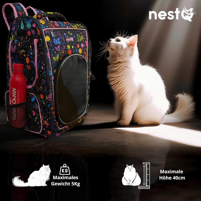 Рюкзак для собак та котів, до 5 кг, ергономічний з вентиляцією, для подорожей (рожевий, з метеликом)