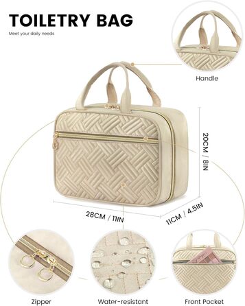 Сумка для косметики OVEVOOK водонепроникна, велика, з гачками, для жінок (Темний хакі, M)