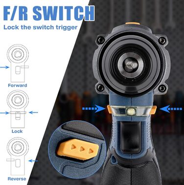 Акумуляторний дриль-шуруповерт з безщітковим двигуном 16.8V - 2000mAh, 60 Нм, 23+1 ступінь, LED світло