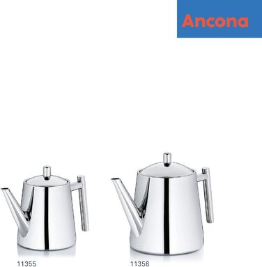 Kela Teapot with infuser, stainless steel teapot ANCONA, teapot for loose leaf tea and tea bags, tea maker, silver (0.9 L)