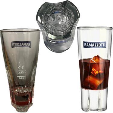 6 x Ramazzotti Liqueur Glasses, Herbal Liqueur, Long Drinks, Cocktails