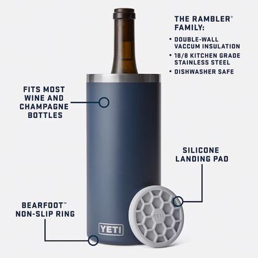 YETI Rambler Wine Chiller - Stainless Steel Insulated Wine Cooler (Big Wave Blue)