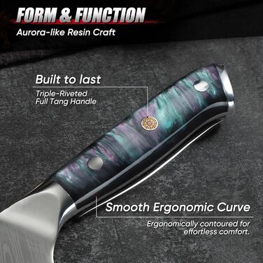 Набір кухонних ножів DRAGON RIOT 3 шт. з ергономічними дерев'яними ручками, японський кухонний набір (Kochmesser, Santoku, Allzweckmesser)