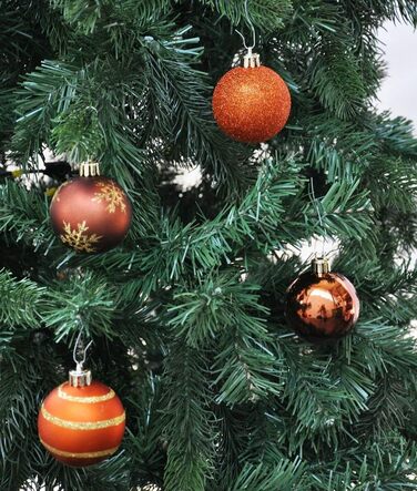 Набір прикрас на ялинку 64 шт. 6 см, пластикові, стійкі до пошкоджень, мідно-коричневі