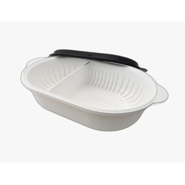 Tupperware Super Servierstar 2,5 л з термоситом, кухонний термоконтейнер з друшляком, чорний/білий, для зберігання та подачі їжі, підтримує тепло, кухонний посуд