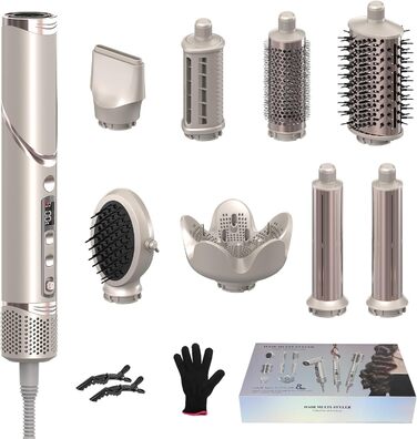 Мультистайлер для волосся AirStyler 1600W з 110000 RPM мотором: фен, плойка, насадки для укладки, дифузор, щітка