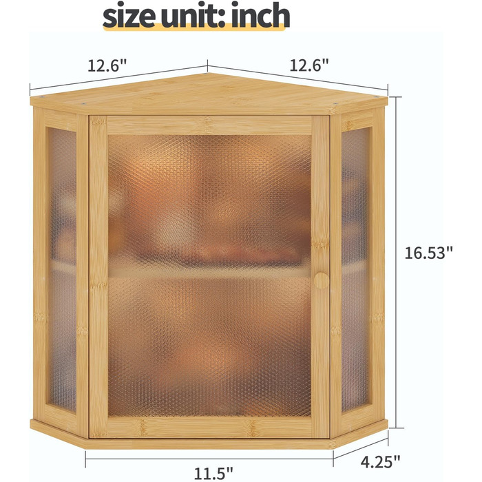 Бак для хліба на кухонну стільницю Eck, контейнер для домашнього хліба, двошаровий, великий бамбуковий контейнер для кухні з вікном (Білий, середній)